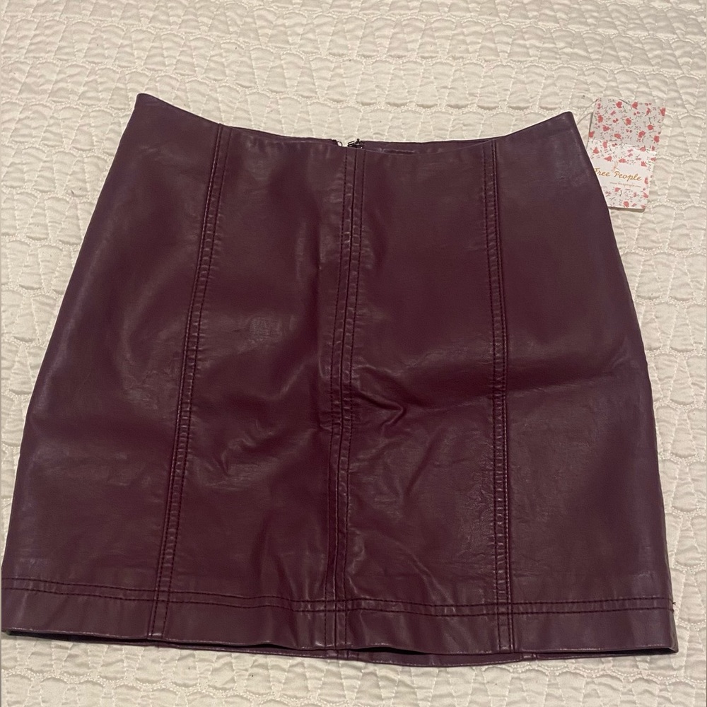Free People Femme Leather Skirt in Berry size 2